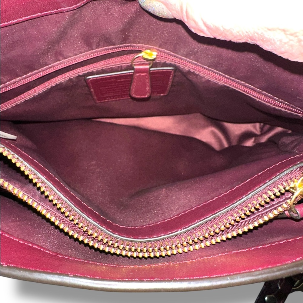 Coach Park Hair Calf Turnlock Flap Satchel Bag Leopard Oxblood Burgundy 2013 - Picture 7 of 11